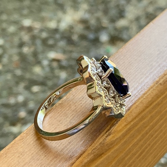 925 Silver blue sapphire wedding party ring new - Picture 2 of 7